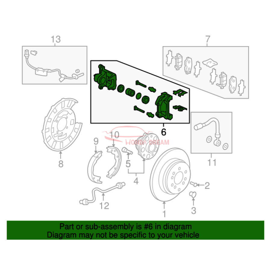 Caliper Sub-Assembly, Left Rear (43019-TZ5-A01) - 3