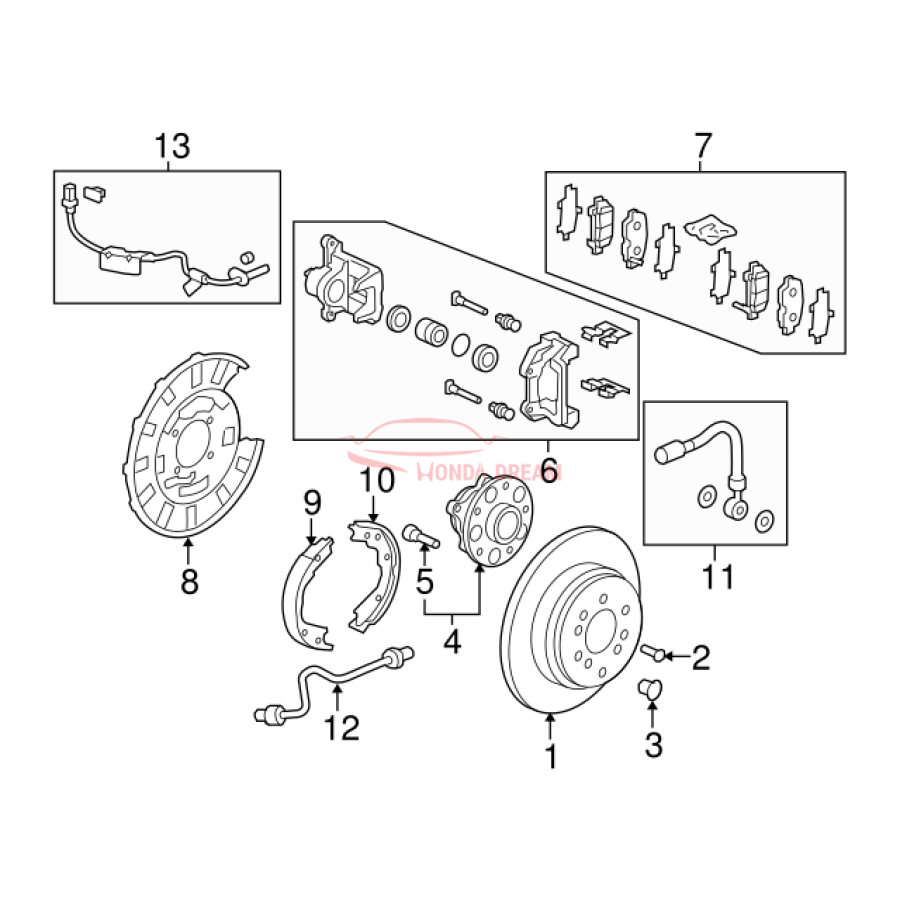 Caliper Sub-Assembly, Left Rear (43019-TZ5-A01) - 2