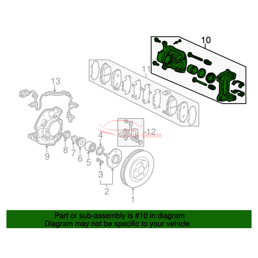 Caliper Sub-Assembly, Right Front (45018-S2A-013) - 2