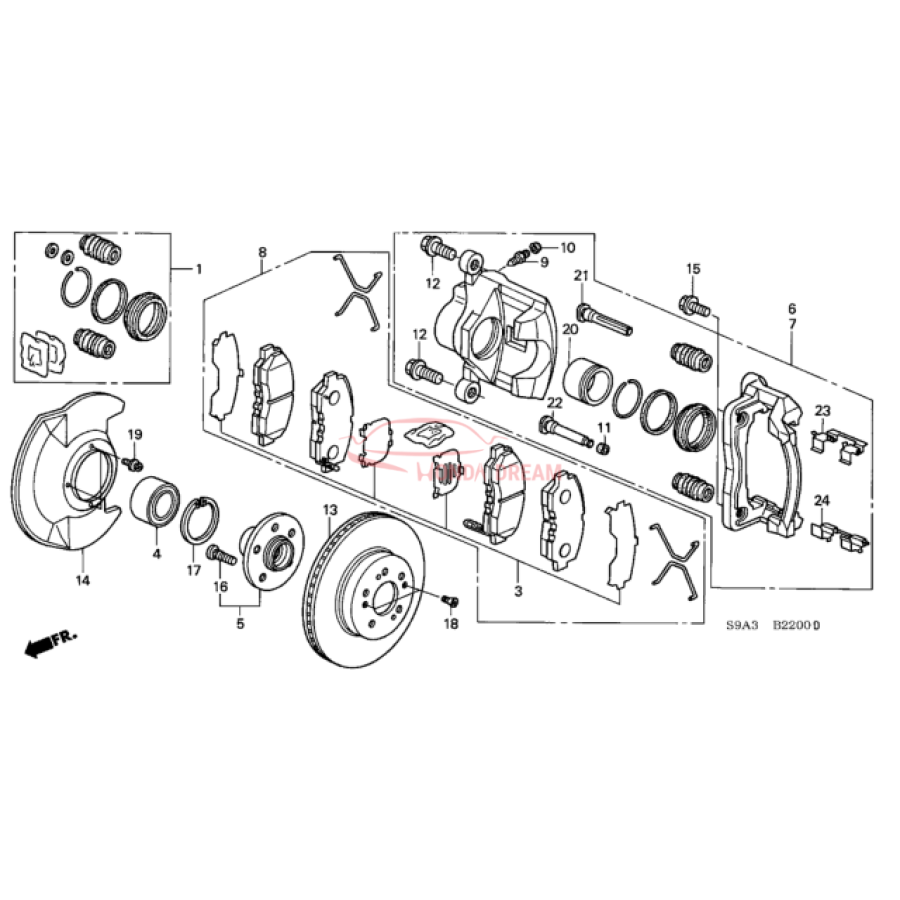 Caliper Sub-Assembly, Right Front (45018-S9A-A02) - 2