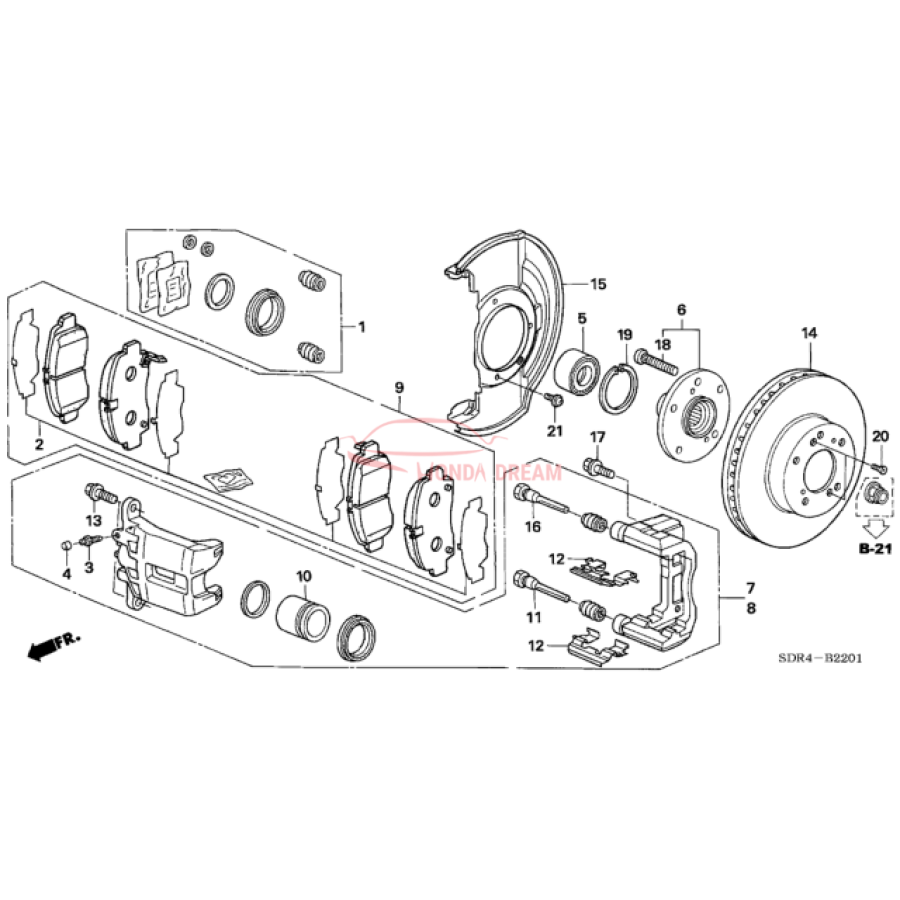 Caliper Sub-Assembly, Right Front (45018-SEA-J02) - 2