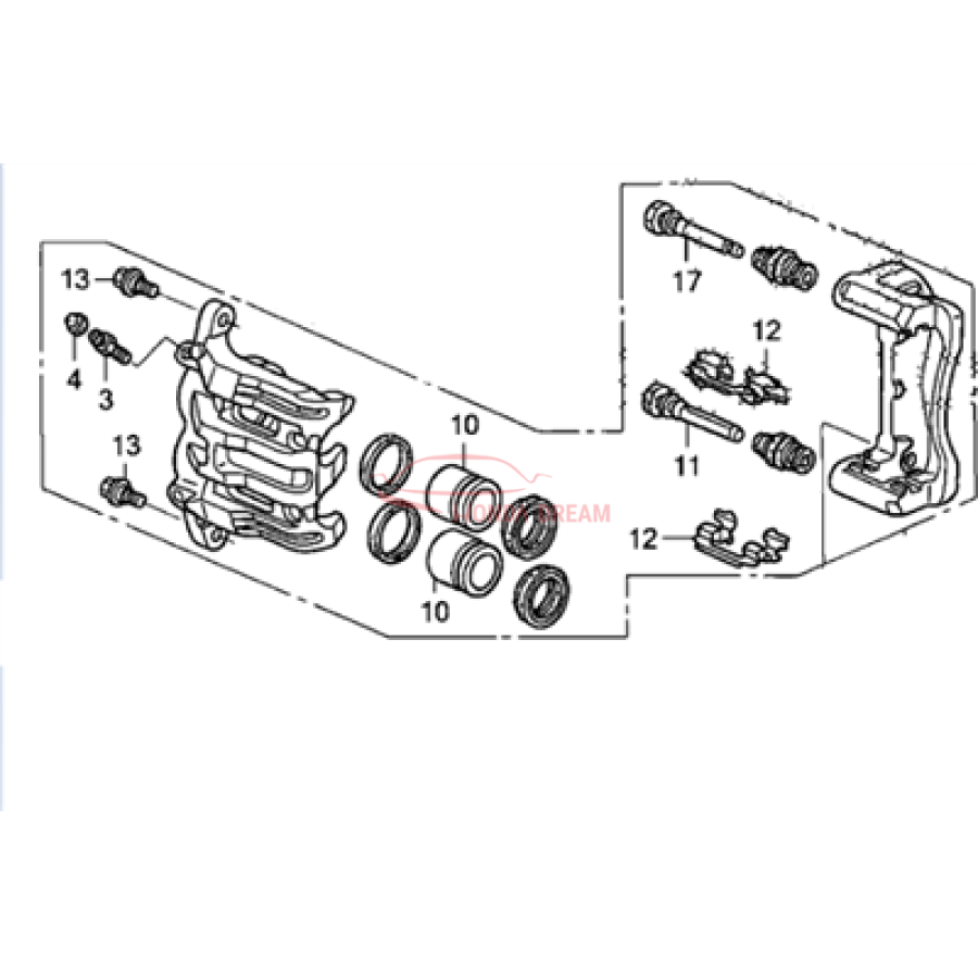 Caliper Sub-Assembly, Right Front (45018-SHJ-A01) - 3