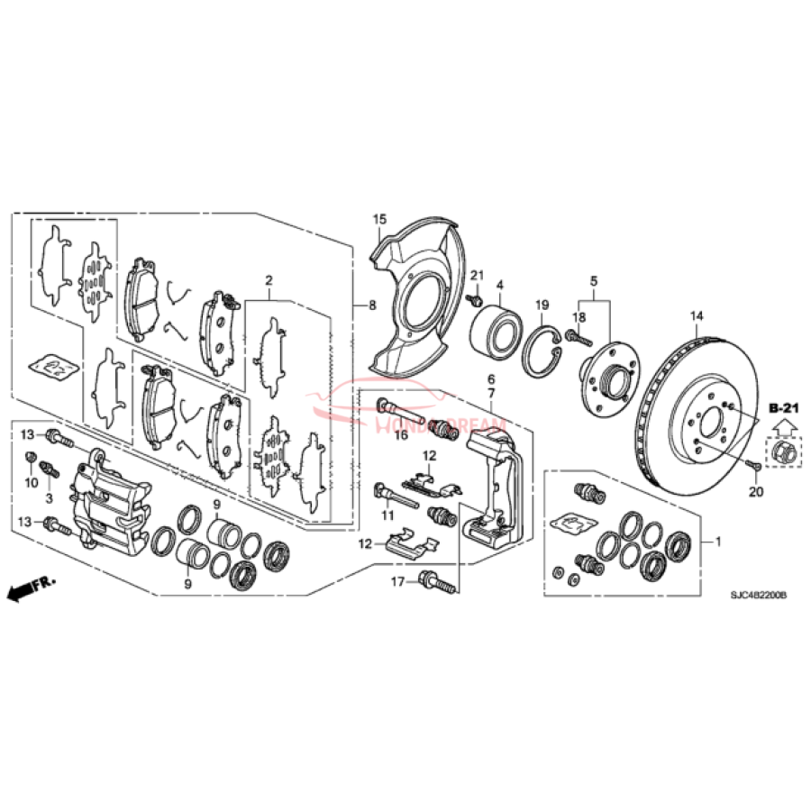 Caliper Sub-Assembly, Right Front (45018-SJC-A02) - 3