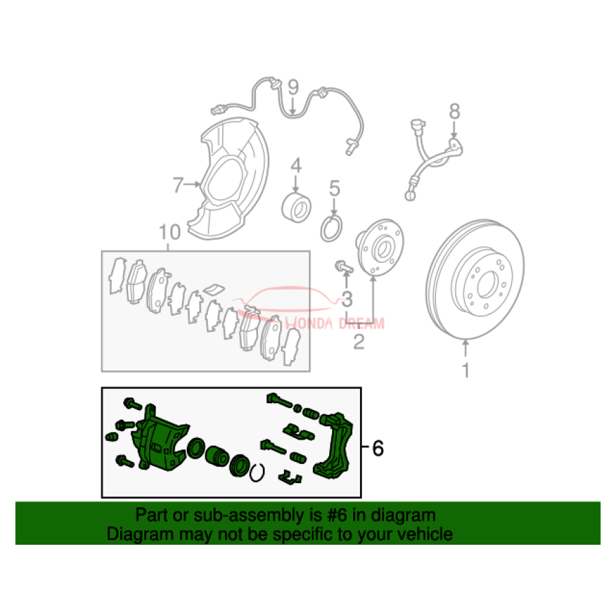 Caliper Sub-Assembly, Right Front (45018-SNC-000) - 2