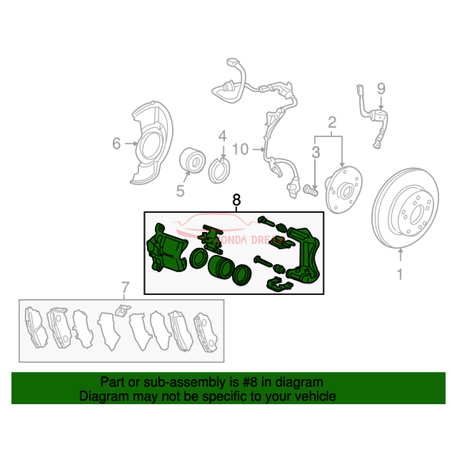 Caliper Sub-Assembly, Right Front (45018-T0G-000) - 2