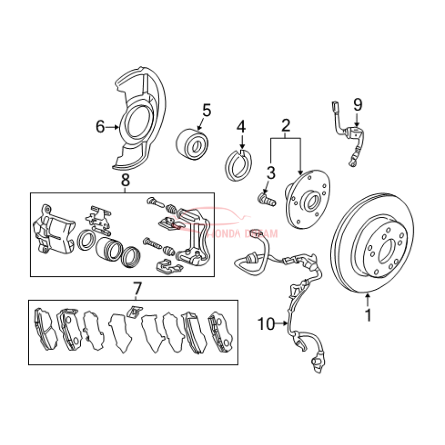 Caliper Sub-Assembly, Right Front (45018-T2G-010) - 1