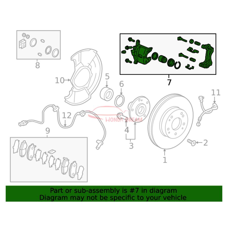 Caliper Sub-Assembly, Right Front (45018-TEA-T00) - 3