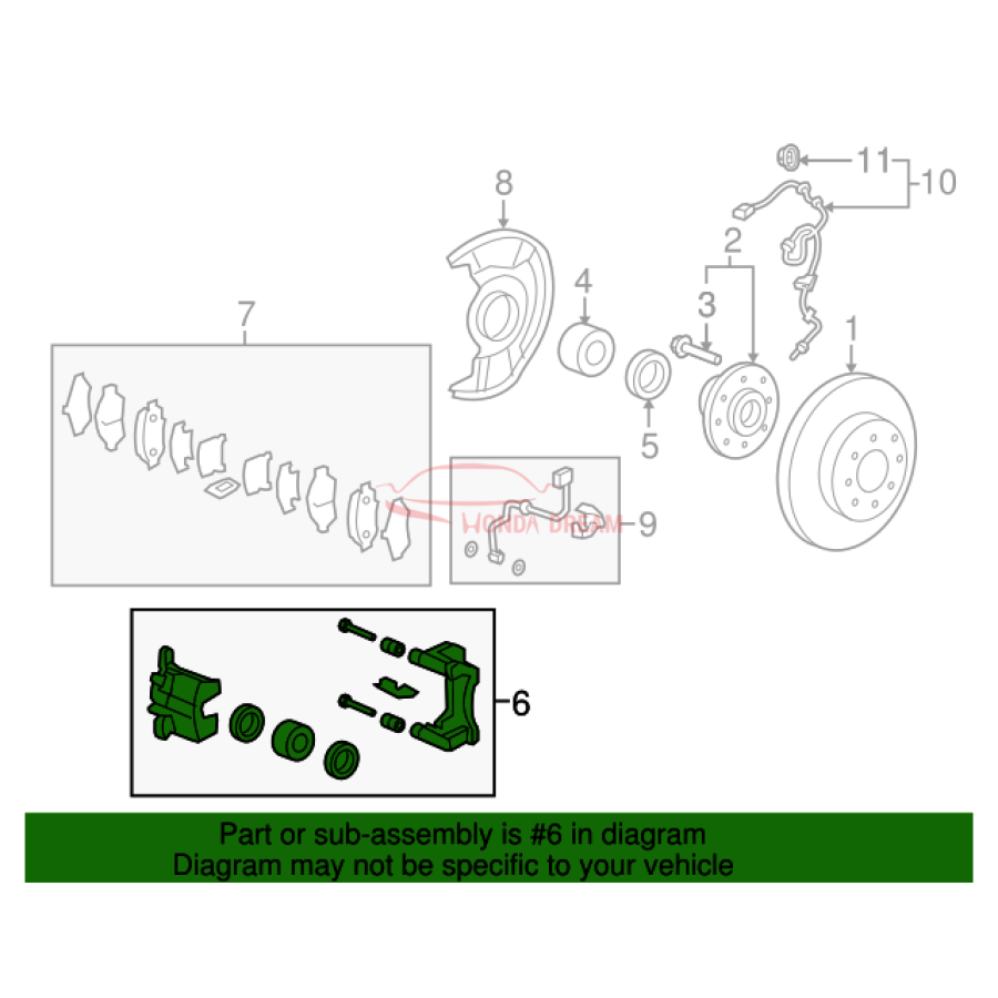 Caliper Sub-Assembly, Right Front (45018-TF2-J01) - 2