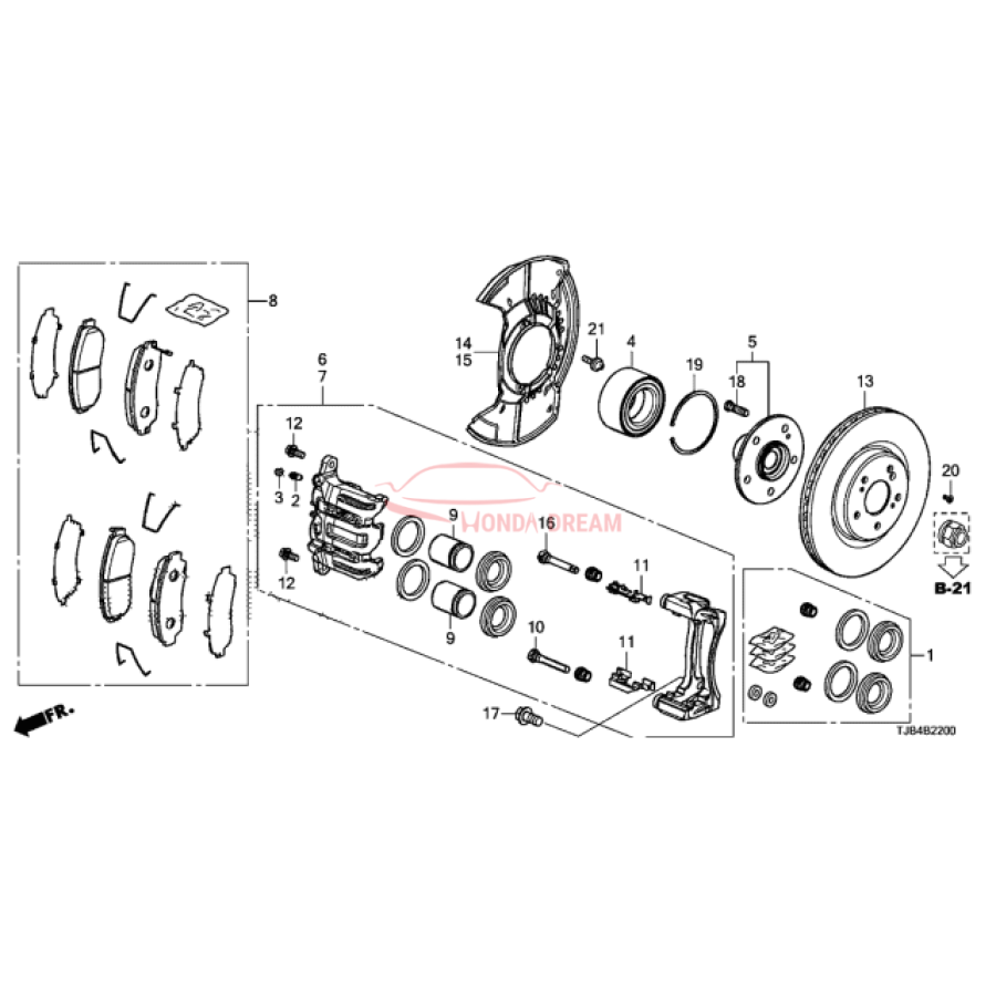 Caliper Sub-Assembly, Right Front (45018-TJB-A00) - 1