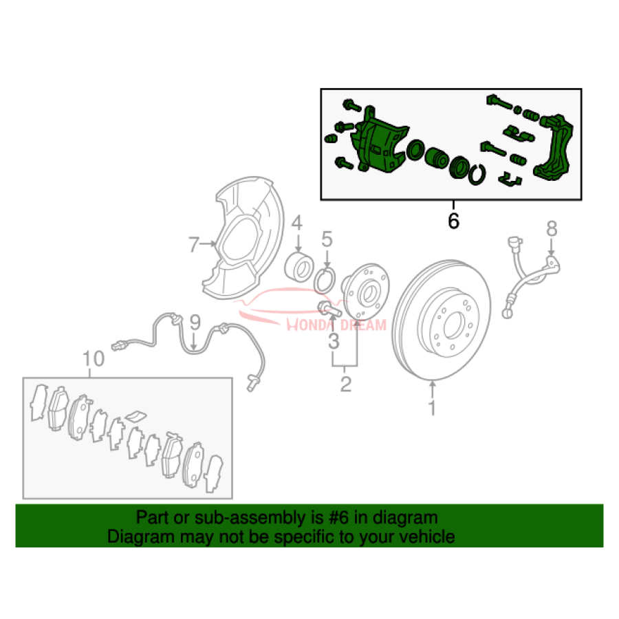 Caliper Sub-Assembly, Right Front (45018-TR0-E00) - 2