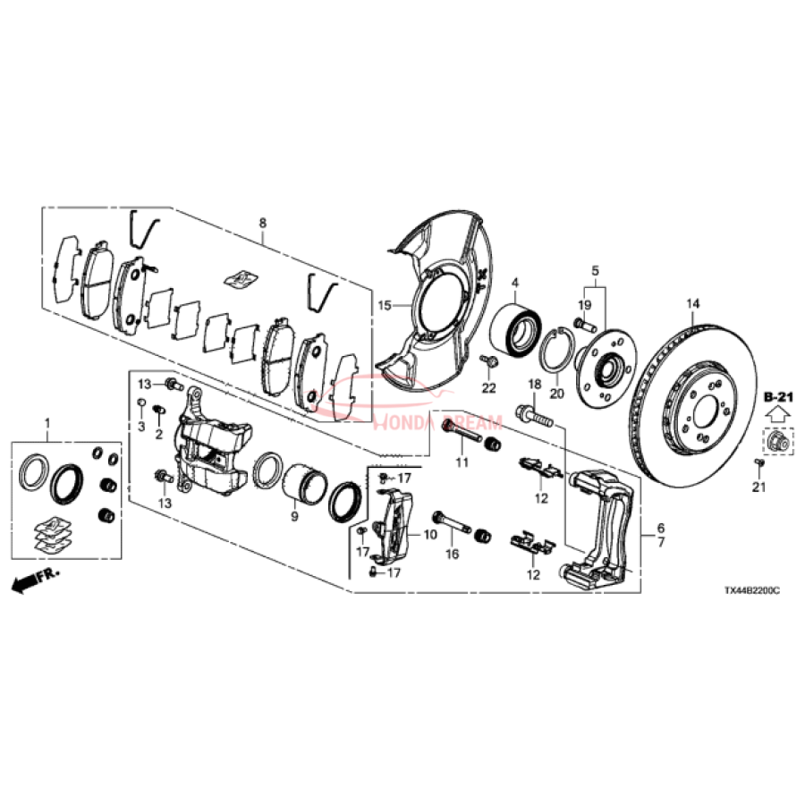 Caliper Sub-Assembly, Right Front (45018-TX4-A10) - 2