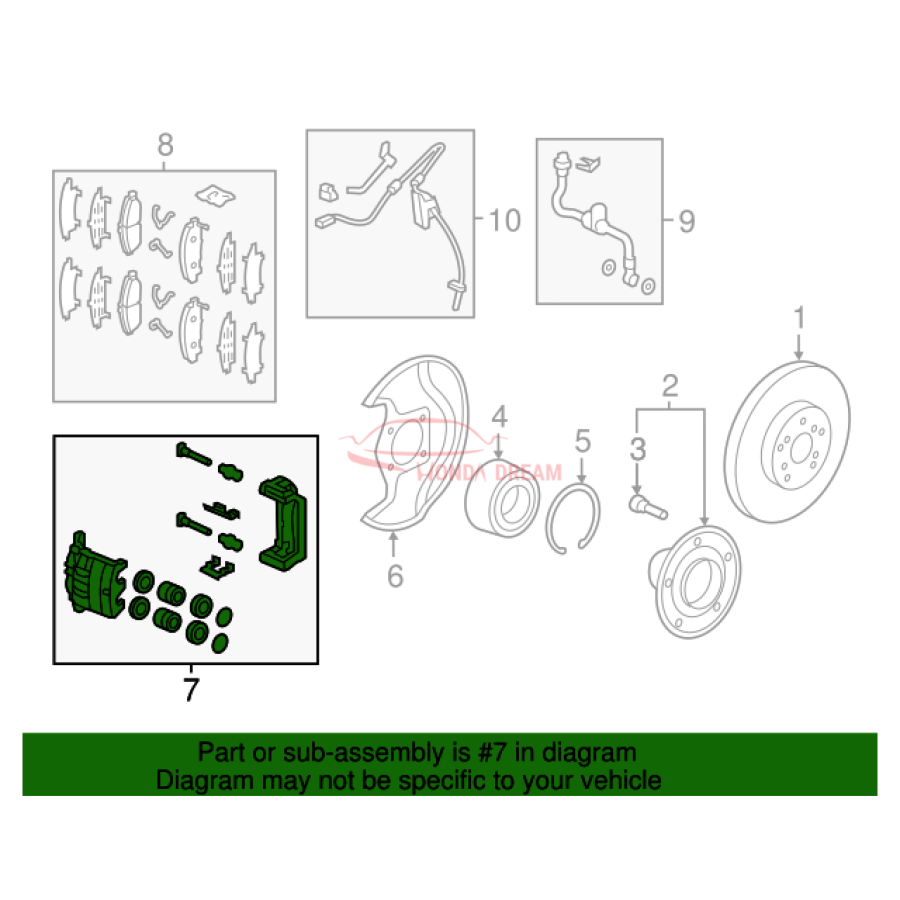 Caliper Sub-Assembly, Right Front (45018-TZ5-A03) - 2