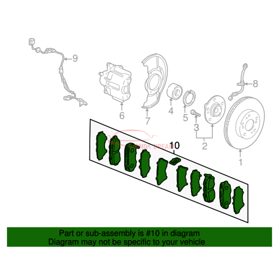 SET,PAD FR (AD57- (45022-S9A-405) - 3