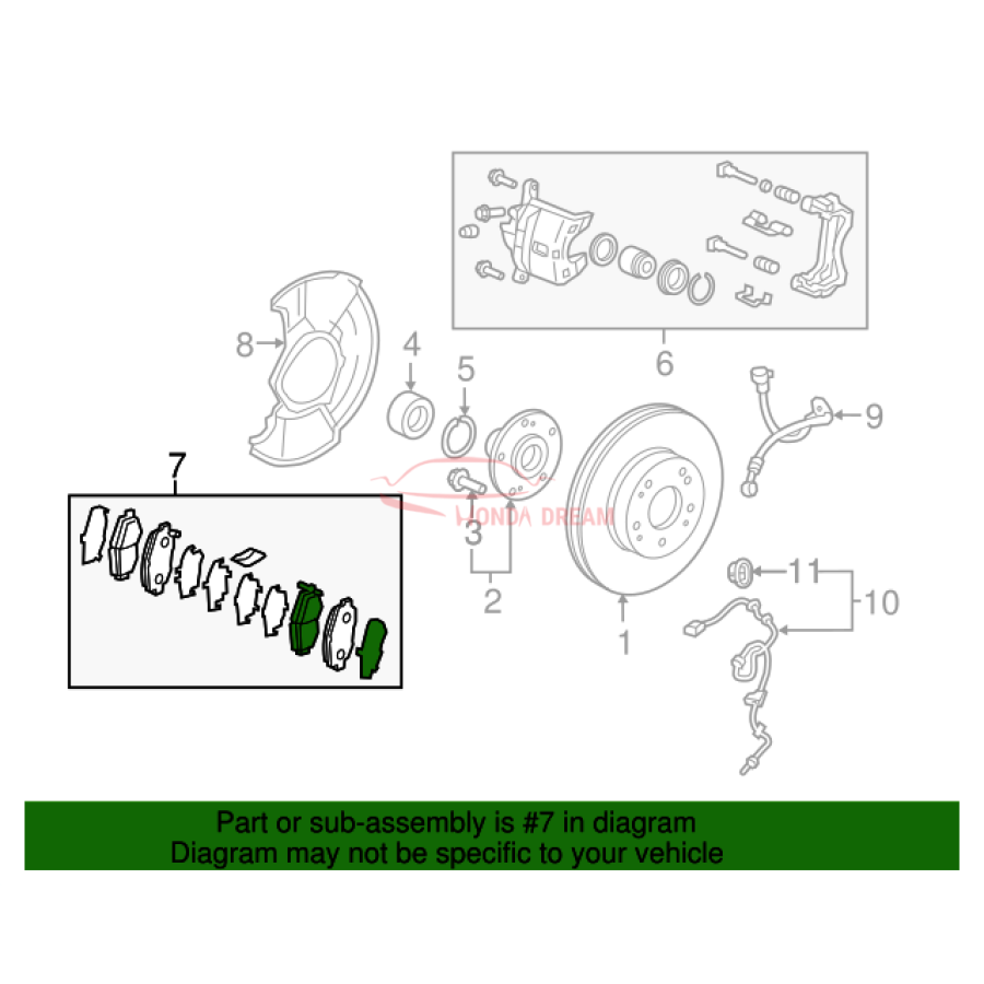 SET PAD FR (17CL- (45022-T7W-A01) - 3