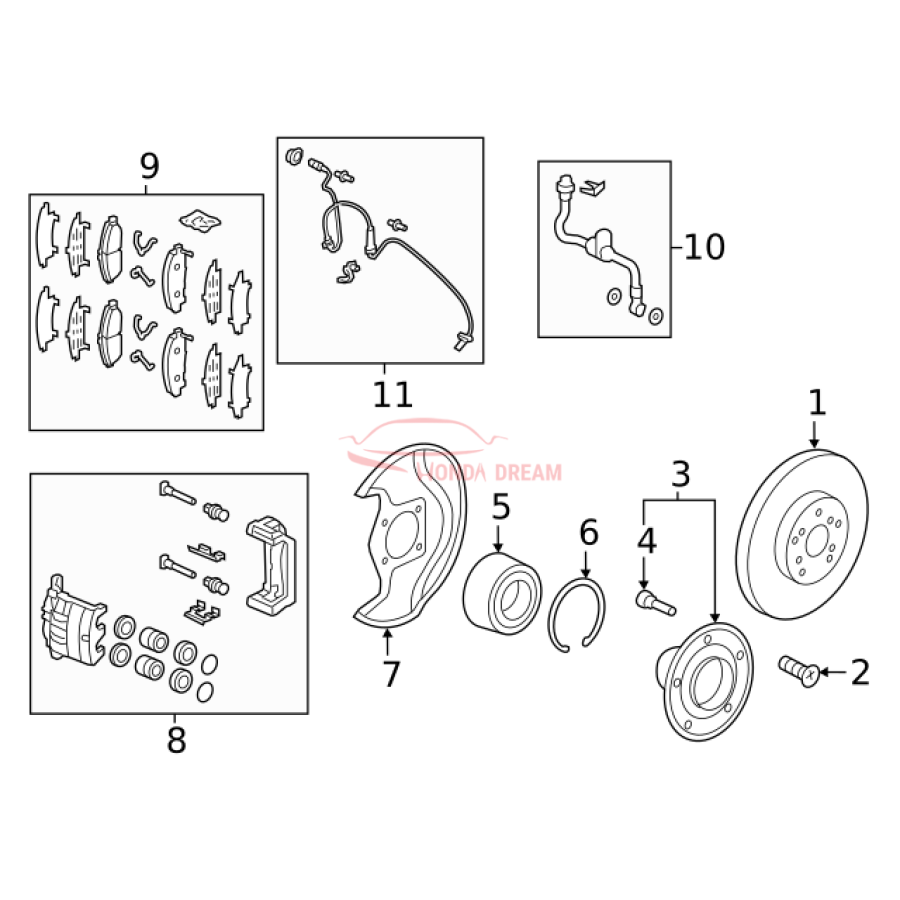 SET,PAD FR (45022-TGS-A00) - 2