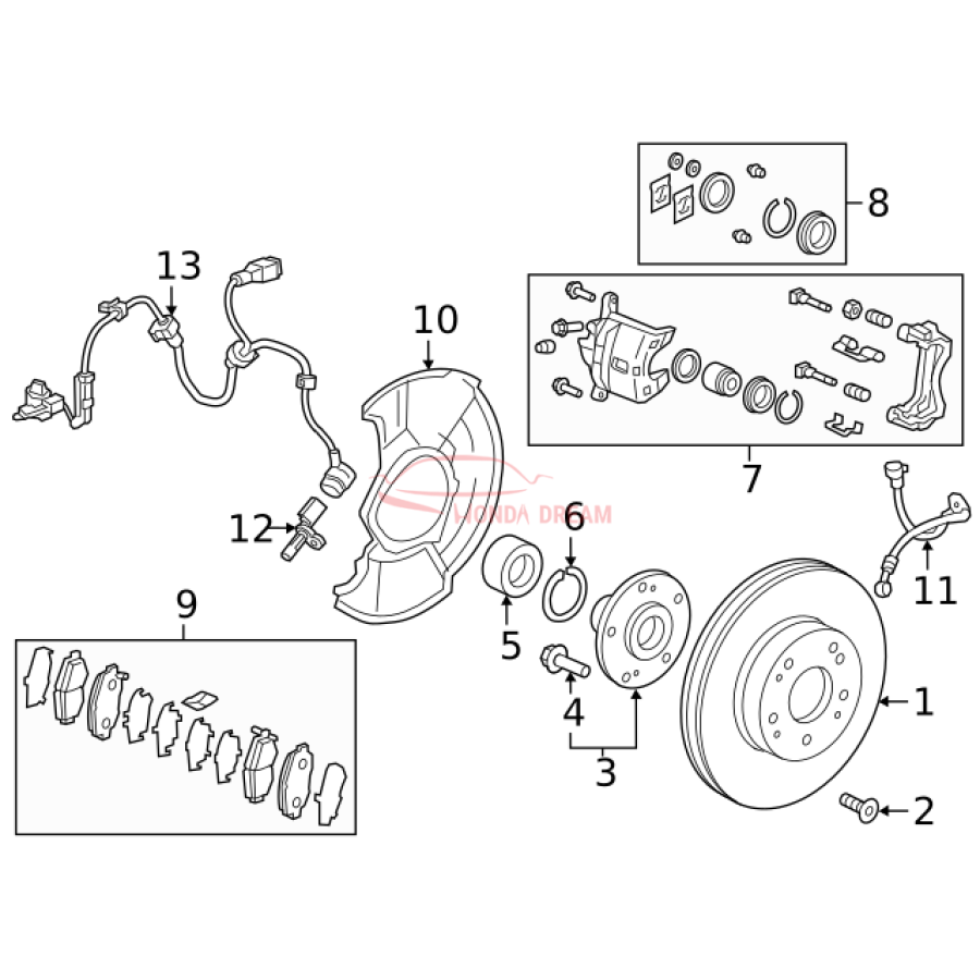 SET,PAD FR(18CL-1 (45022-TX4-A80) - 2