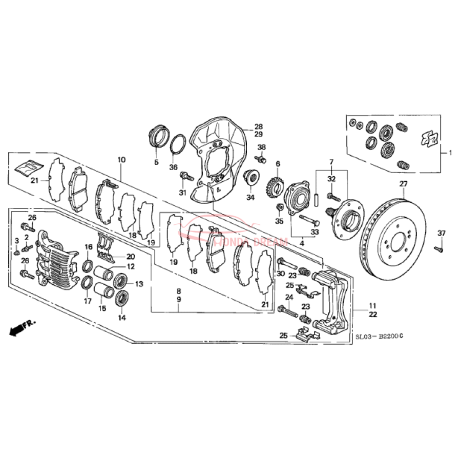 Front brake caliper piston (45213-SL0-003) - 1