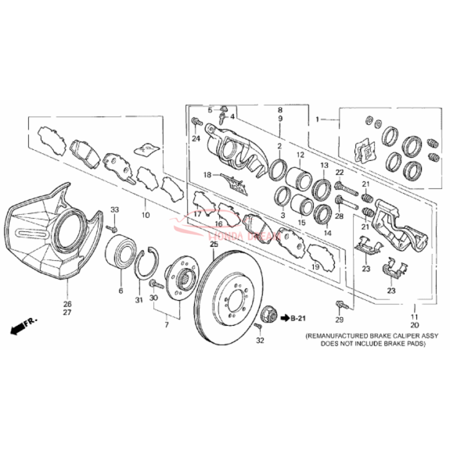 Front brake caliper piston (45213-SP0-E01) - 1