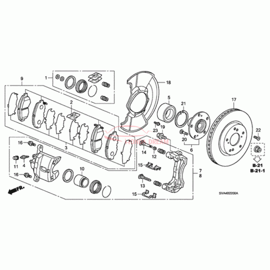 Front brake caliper piston (45216-S01-A01) - 1