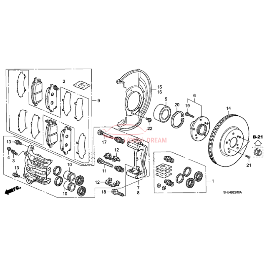 Front brake caliper piston (45216-SHJ-A01) - 3