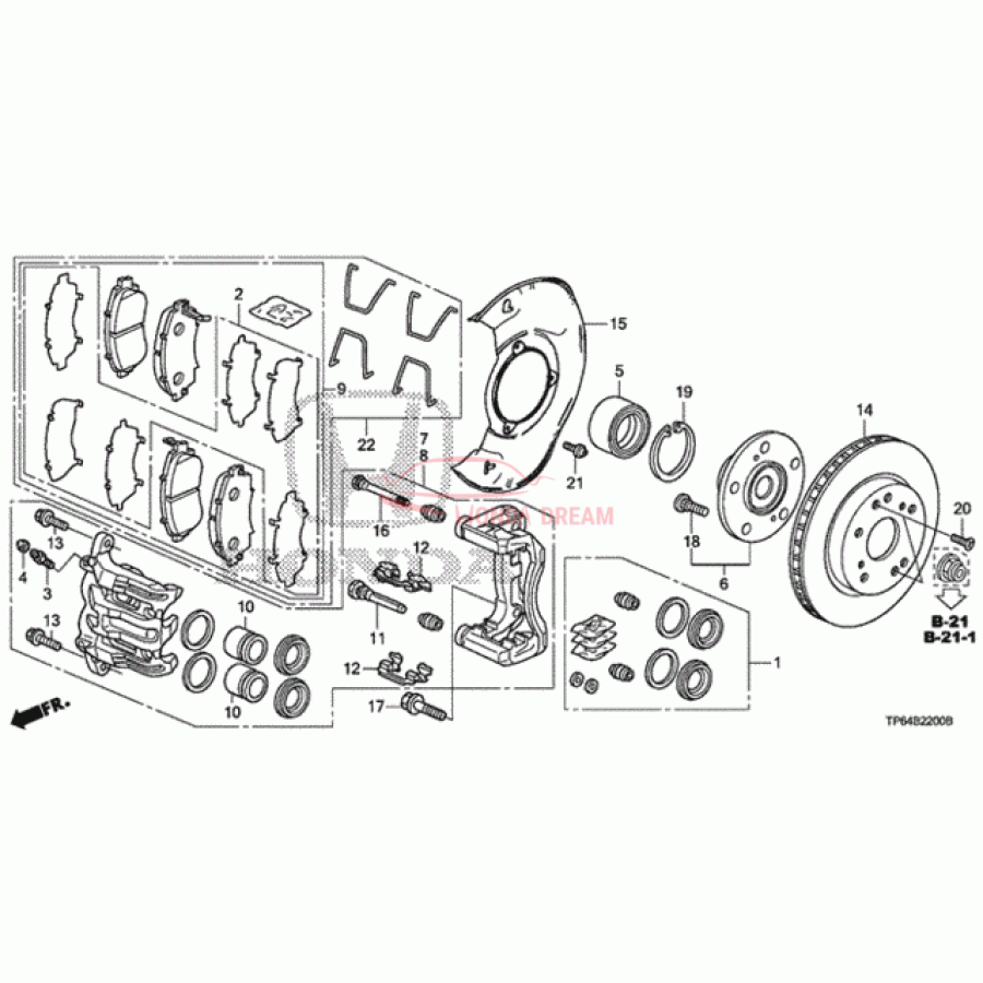 Front brake caliper piston (45216-SHJ-A11) - 1