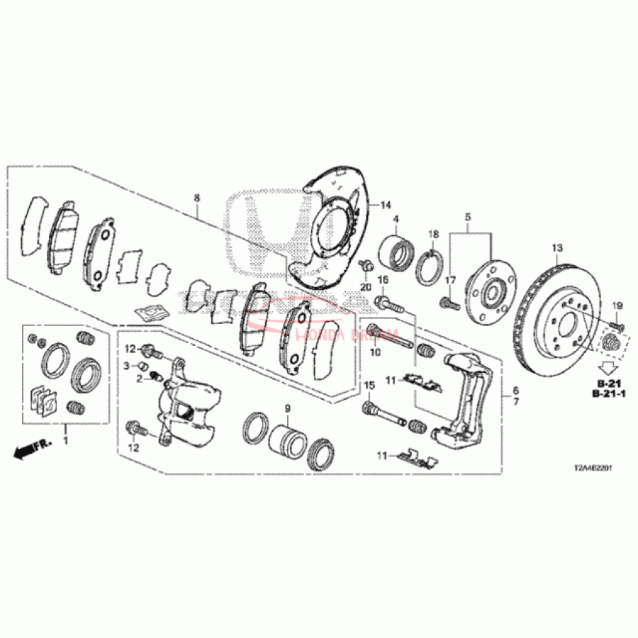 Front brake caliper piston (45216-T2G-A01) - 1