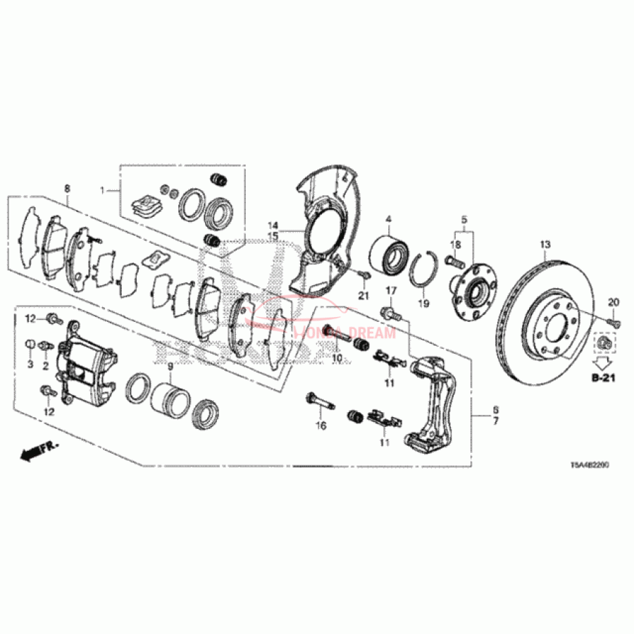 Front brake caliper piston (45216-T5B-003) - 1