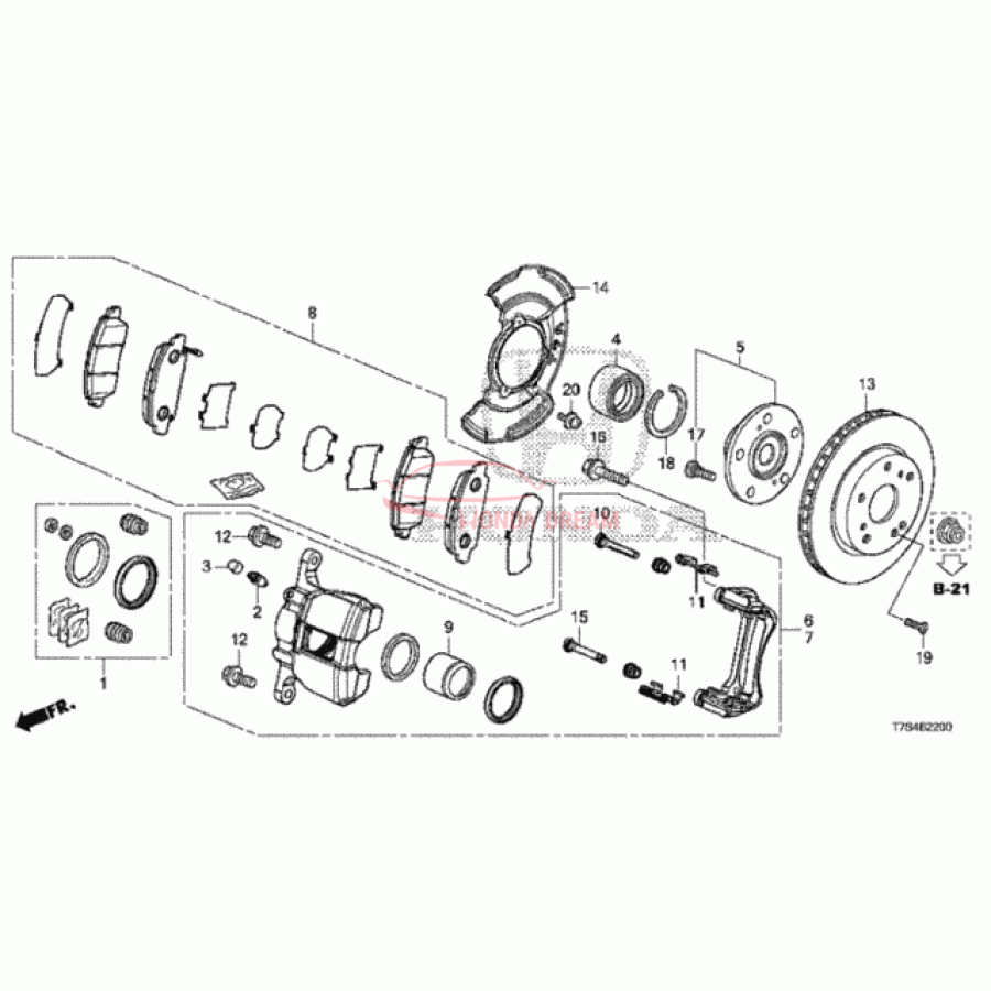 Front brake caliper piston (45216-T5C-003) - 1