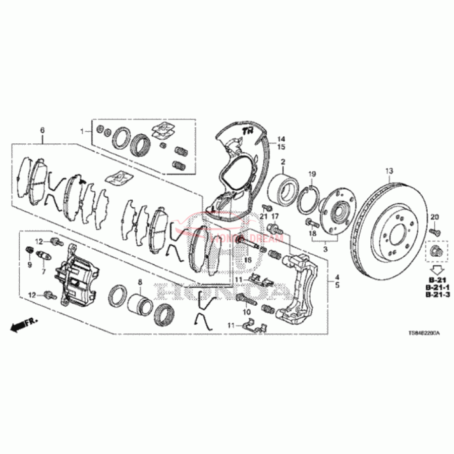 Front brake caliper piston (45216-TR3-A01) - 1