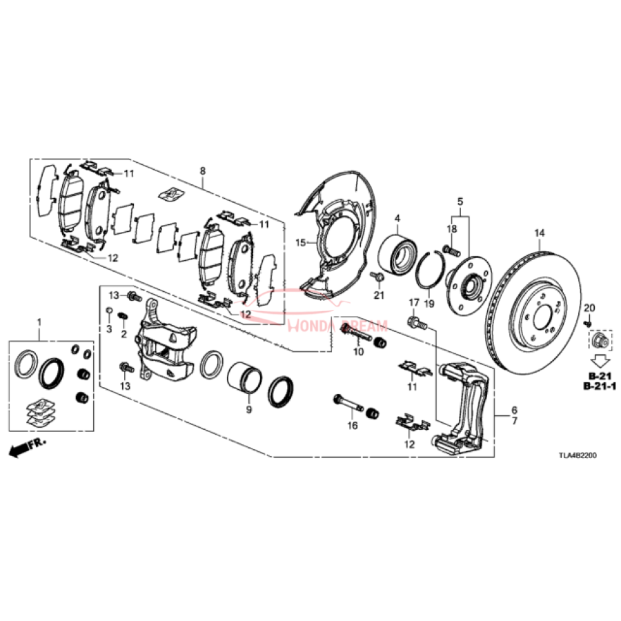 Front brake caliper piston (45216-TX4-A01) - 1