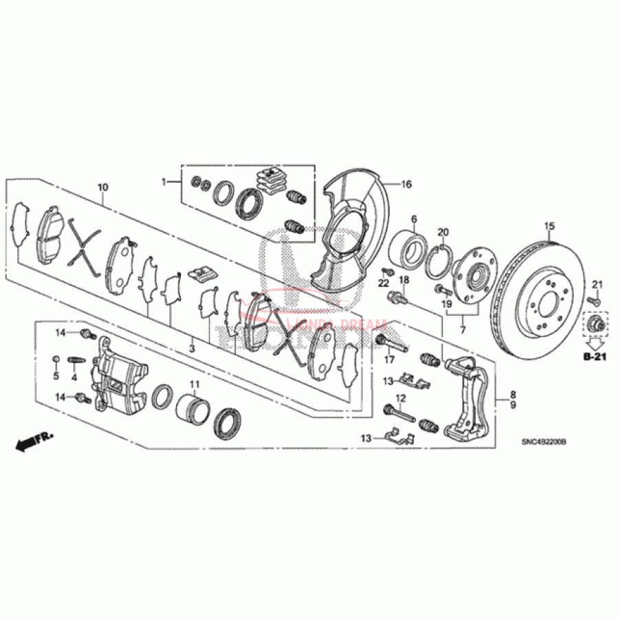 Front brake caliper guide (45235-S0A-003) - 1