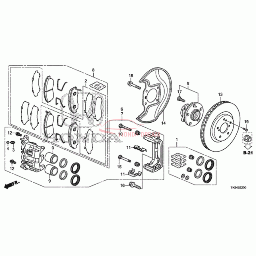 Front brake caliper guide (45235-S0K-A01) - 1