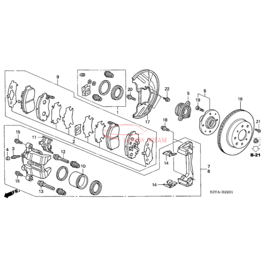 Front brake caliper guide (45235-SA0-003) - 2