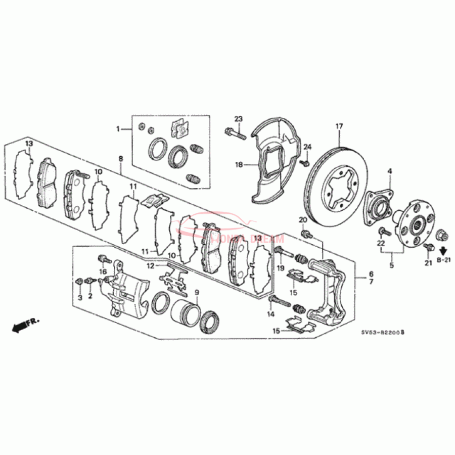 Front brake caliper guide (45235-SL0-003) - 1