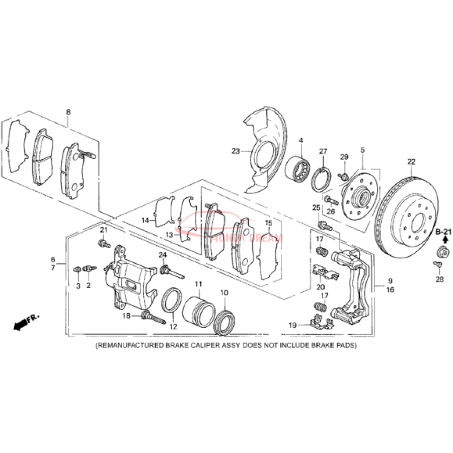 Front brake caliper guide (45235-SR3-003) - 1