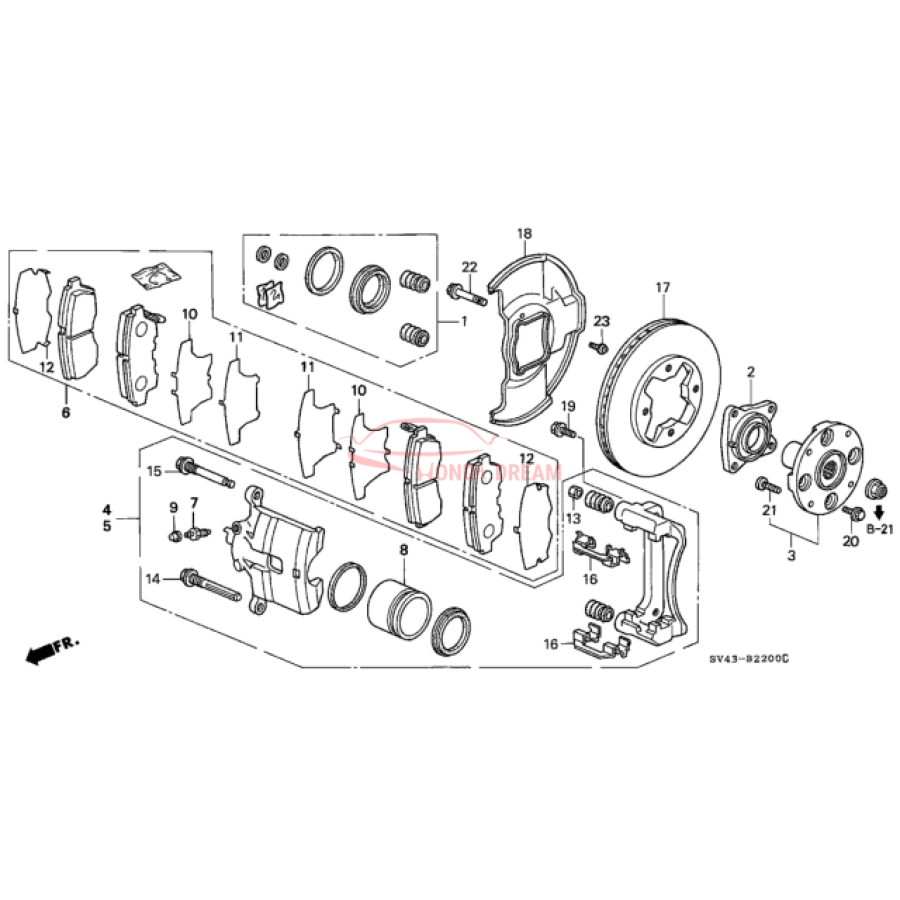 Front brake caliper guide (45235-SV1-A01) - 3