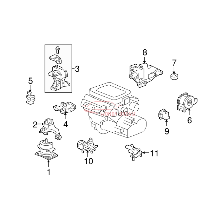 MTG RUB ASSY,RR E (50810-S3V-003) - 3