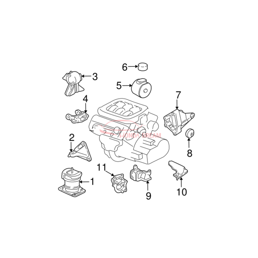 MTG RUB ASSY,RR E (50810-S3V-A01) - 3