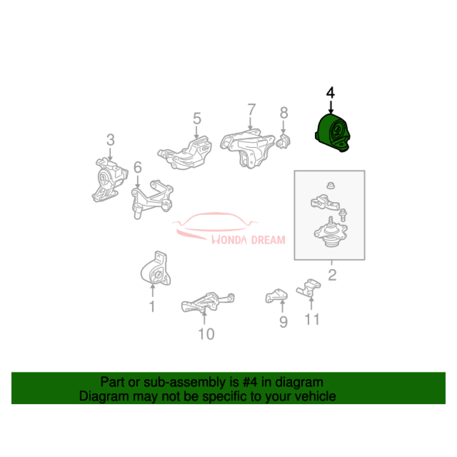 INS RUB ASSY,MTG RR( (50810-S7C-003) - 2