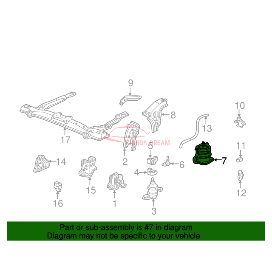 MTG RUB ASSY,ENG (50810-S84-A84) - 2