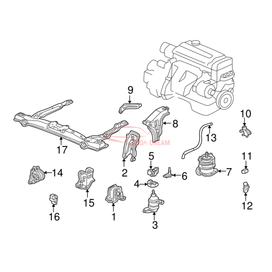 MTG RUB ASSY,ENG (50810-S84-A84) - 3