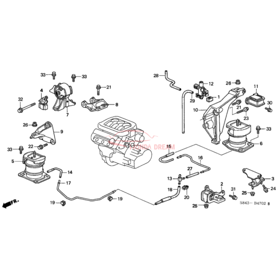 MTG RUB ASSY,ENG (50810-S87-A82) - 3