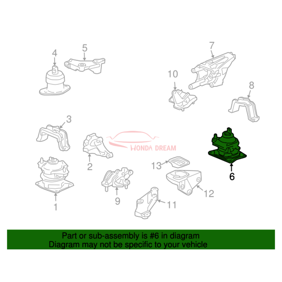 MTG RUB ASSY,ENG (50810-SDA-E11) - 2