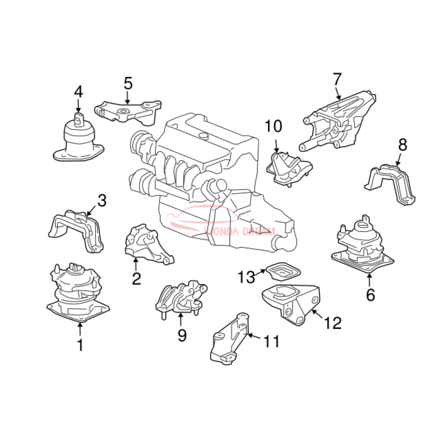 MTG RUB ASSY,ENG (50810-SDA-E11) - 3