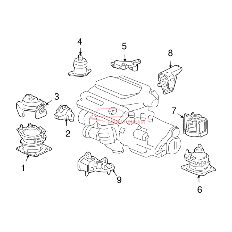 MTG RUB ASSY,ENG (50810-SDB-A21) - 3