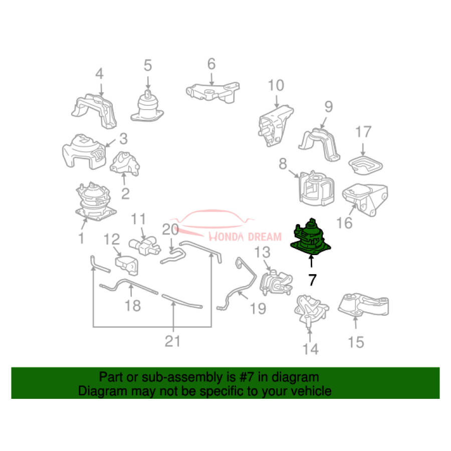 MTG RUB ASSY,ENG (50810-SDP-A11) - 2