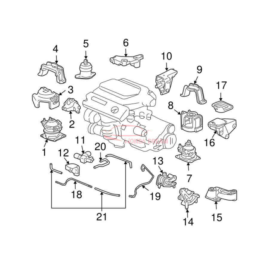 MTG RUB ASSY,ENG (50810-SDP-A11) - 3