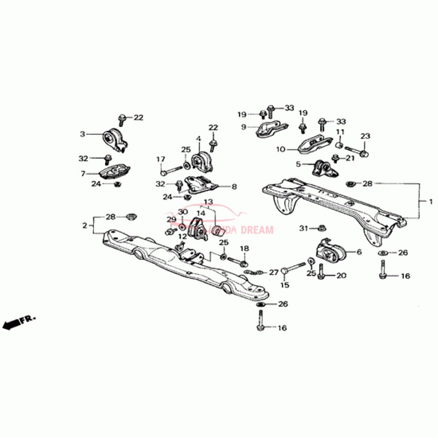 MTG RUB ASSY,RR E (50810-SH3-040) - 1