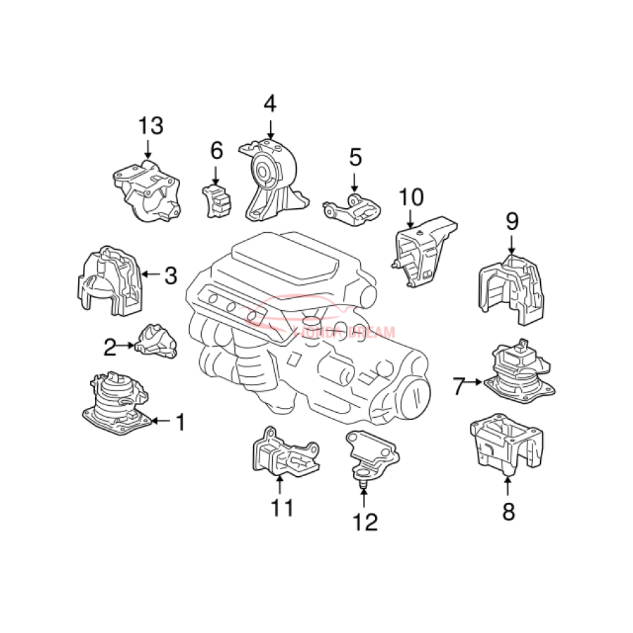 MTG RUB ASSY,ENG (50810-SHJ-A63) - 3