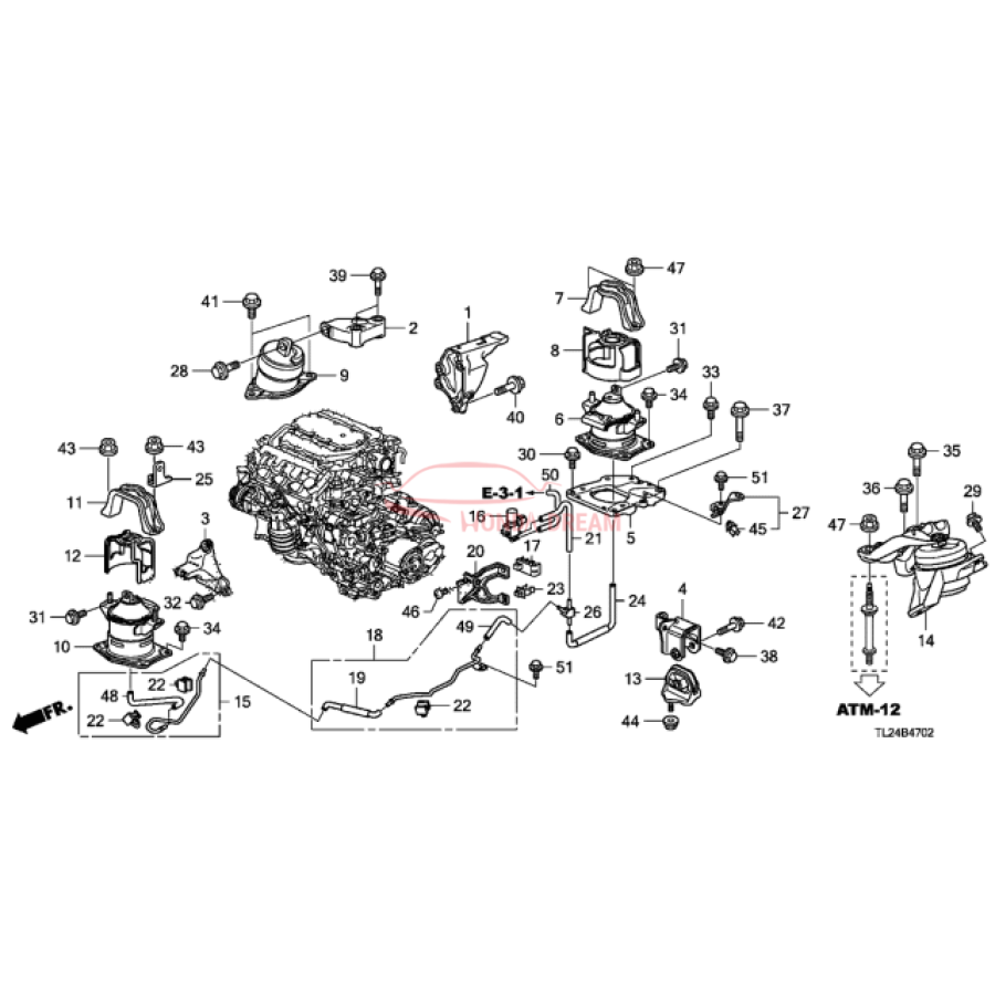 MTG RUB ASSY,ENG (50810-SJA-A02) - 2